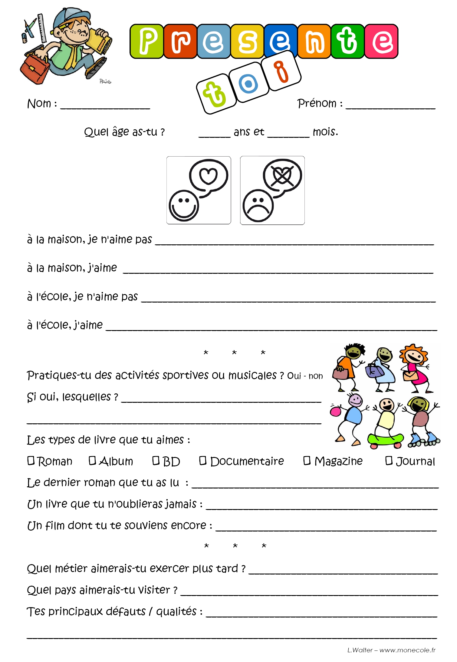 Fiche De Pr sentation Ce2 Rentr e YVCGPD